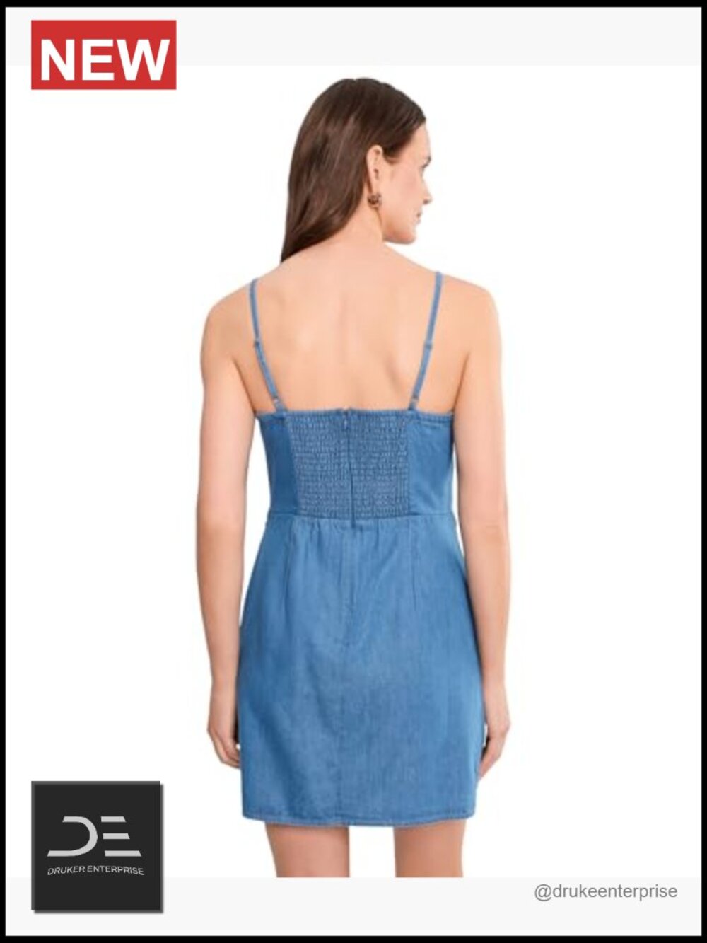 Cotton Blend Ruching Mini Dress with Smocked Back - Picture 4 of 5